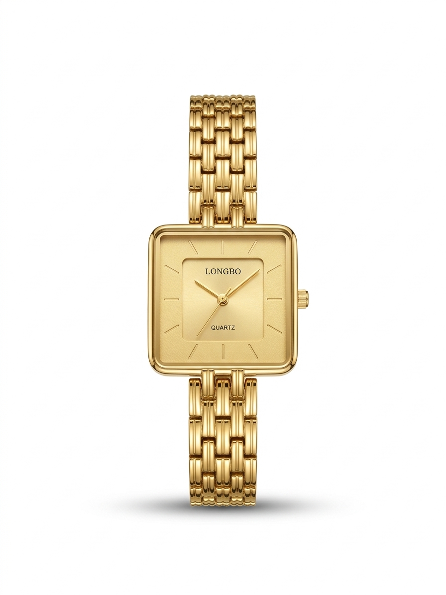 LONGBO Elegant Gold Square Quartz Watch for Women – Minimal Luxury Design