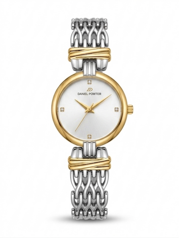 Daniel Powter London Women's Silver Chain Watch with White Dial