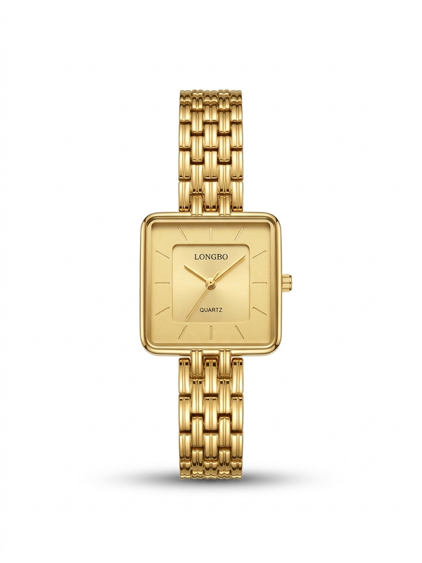 LONGBO Elegant Gold Square Quartz Watch for Women – Minimal Luxury Design