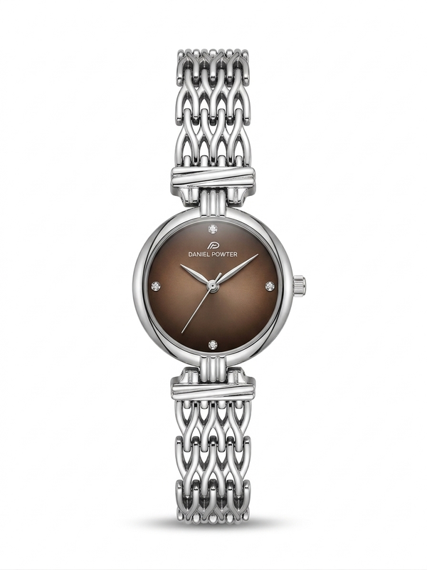 Daniel Powter London Women's Silver Chain Watch with Brown Gradient Dial