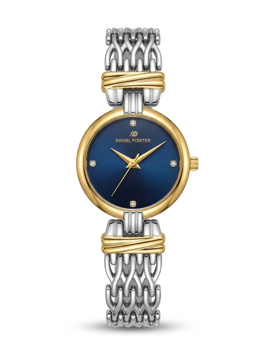 Daniel Powter London Women's Silver Chain Watch with Blue Dial